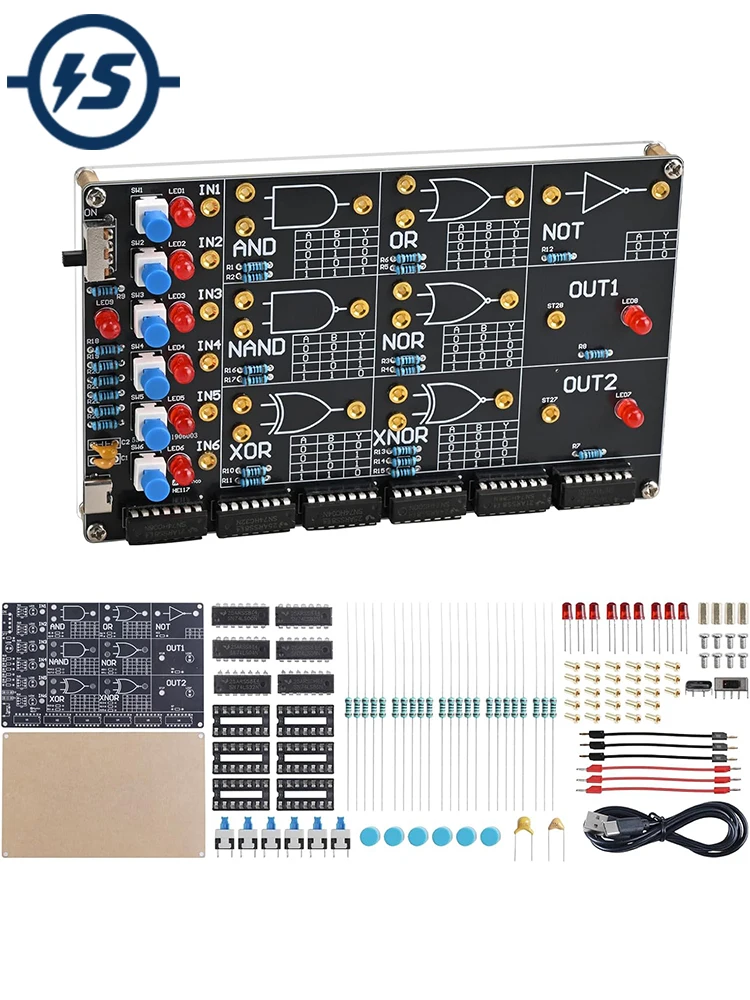 DIY Logic Gate Circuit Soldeeroefenset Basic Logic Gate Learning Kit met interactieve LED-simulatie voor STEM-onderwijs - afbeelding 2