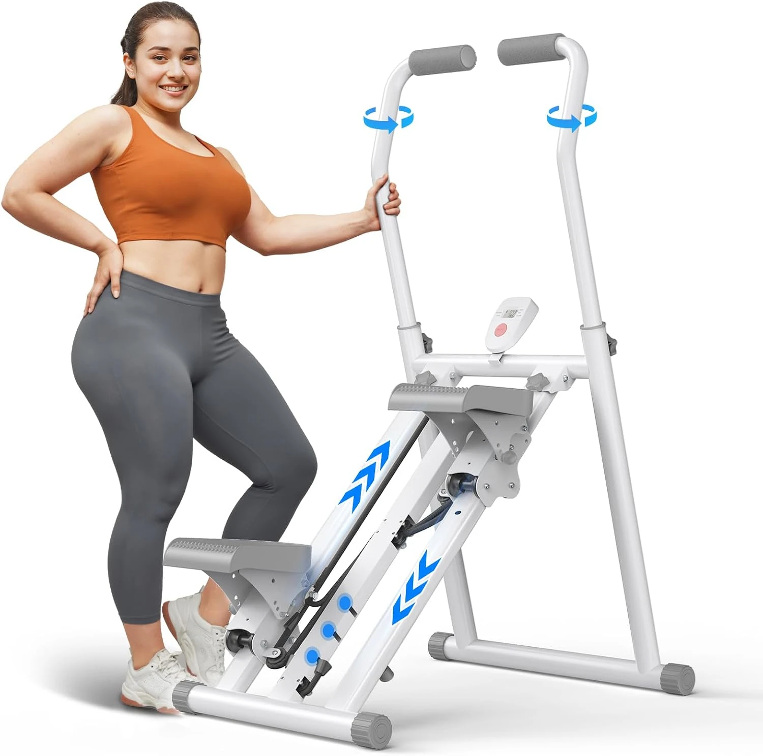 Image of MERACH Treppensteiger mit 330 lbs Tragfähigkeit, einstellbarem Widerstand, LCD-Monitor, faltbar, stabiler, geräuschloser Ganzkörpertrainer, Fitnessgerät für den Heimgebrauch, zum Laufen und Schwitzen