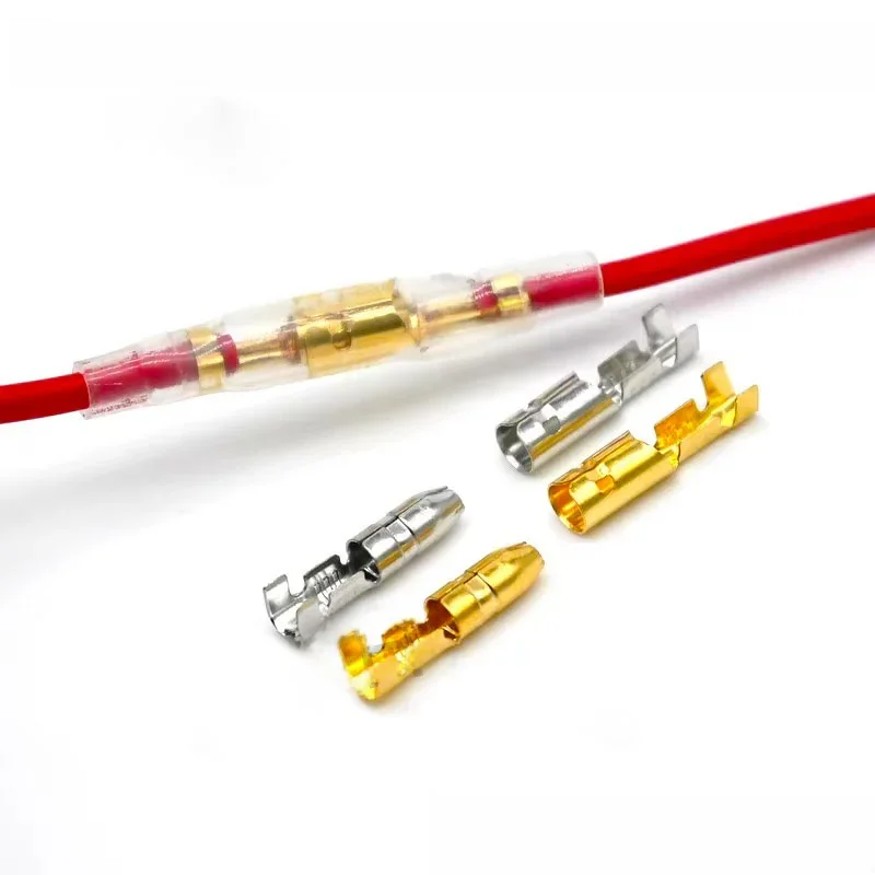 25/50/100 zestawów 4.0 bullet zaciskany terminal samochodowy przewód elektryczny średnica złącza 4mm żeński + męski + obudowa zacisk do tłoczenia na zimno — zdjęcie 2