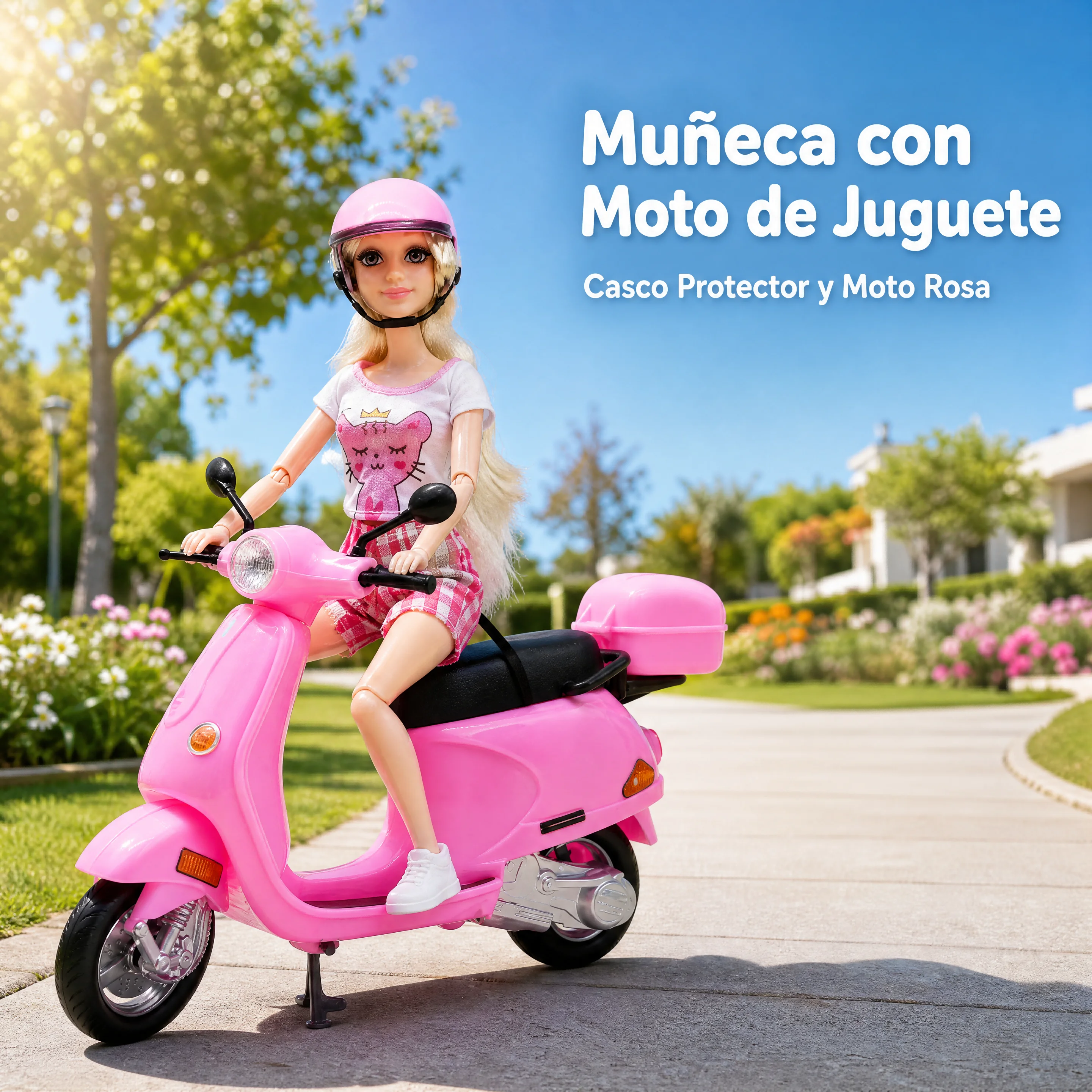 Bambola con monopattino e accessori da viaggio per bambine, giocattolo di simulazione con abiti alla moda, regalo per bambine, set di bellezza per il gioco