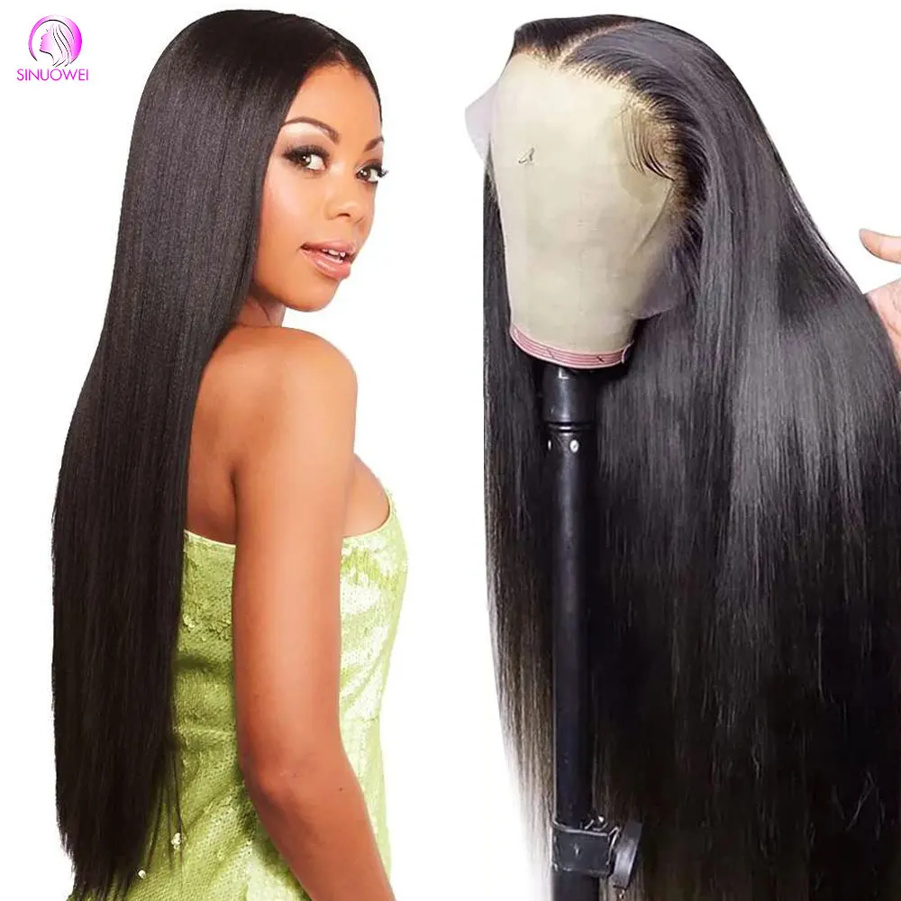 30 Inch Bone Straight Transparent Straight Lace Front Human Hair Wig 13x4 Lace Front Wig For Women 180 Density Brazilian Wig