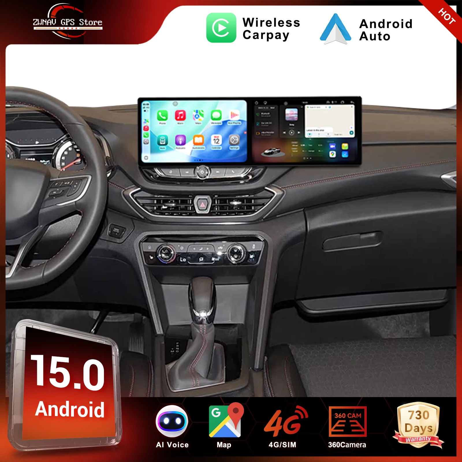 

Автомагнитола ZWNAV Android 15 для Chevrolet Orlando 2018 с беспроводным CarPlay, Android Auto, DSP-процессором, GPS-навигацией, восьмиядерным процессором и быстрым запуском
