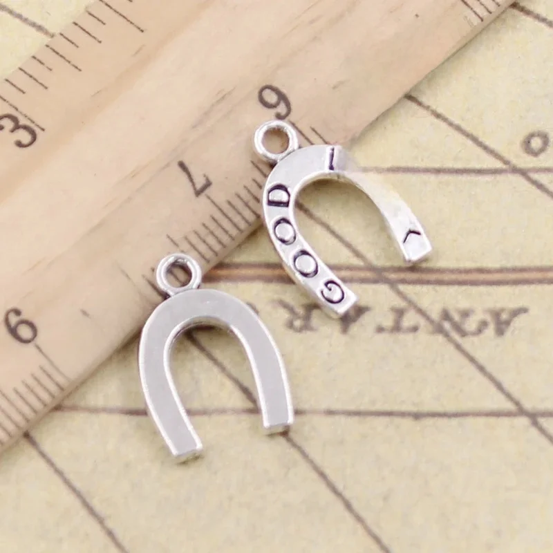 20 sztuk Charms szczęście podkowa powodzenia 17x12mm tybetański srebrny kolor zawieszki antyczne tworzenia biżuterii DIY Handmade Craft — zdjęcie 2
