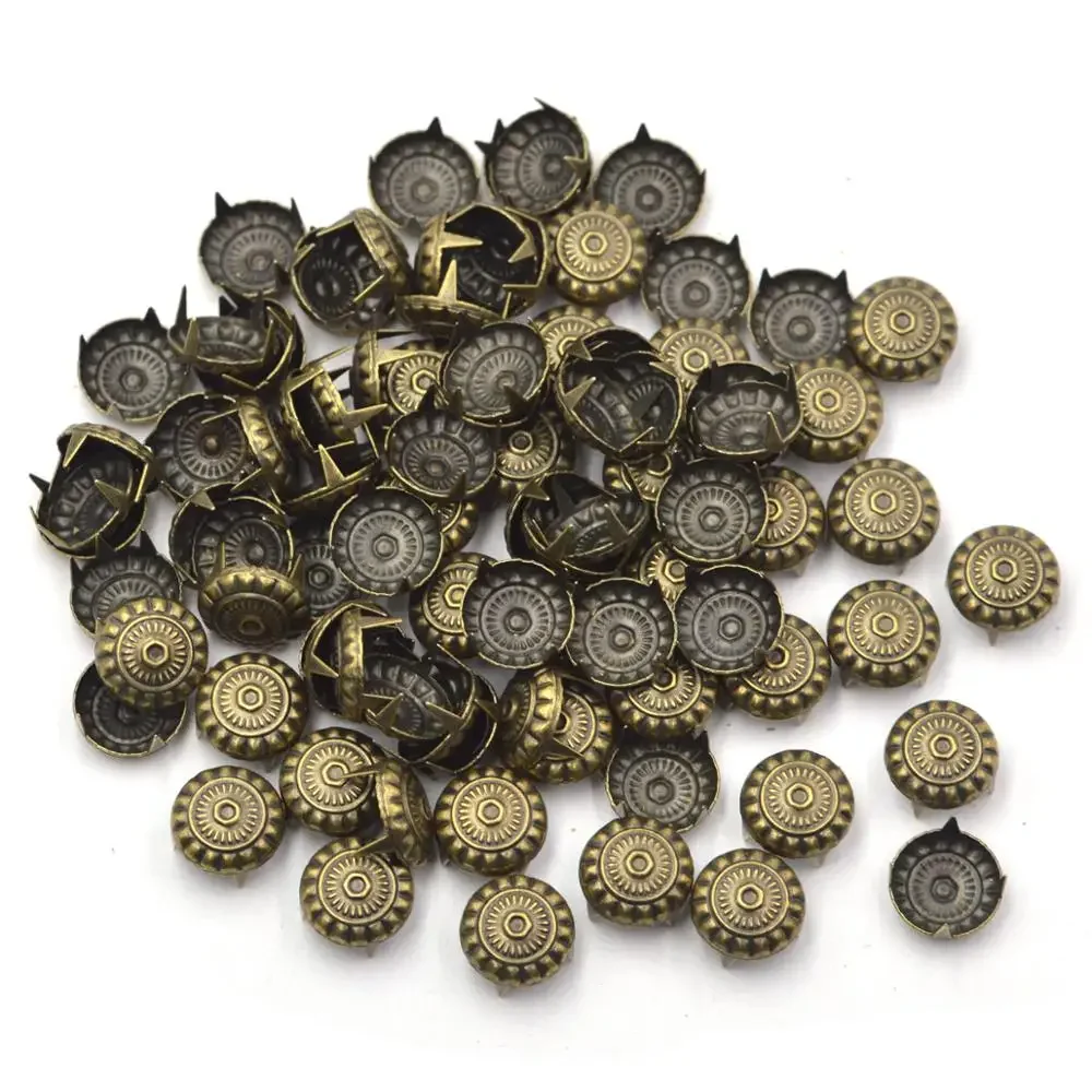 KALASO 100 sztuk hurtownie 11mm kolor brązowy Antique Dome Stud Claw nity DIY zapasy rzemieślnicze akcesoria do rękodzieła Leathercraft — zdjęcie 2