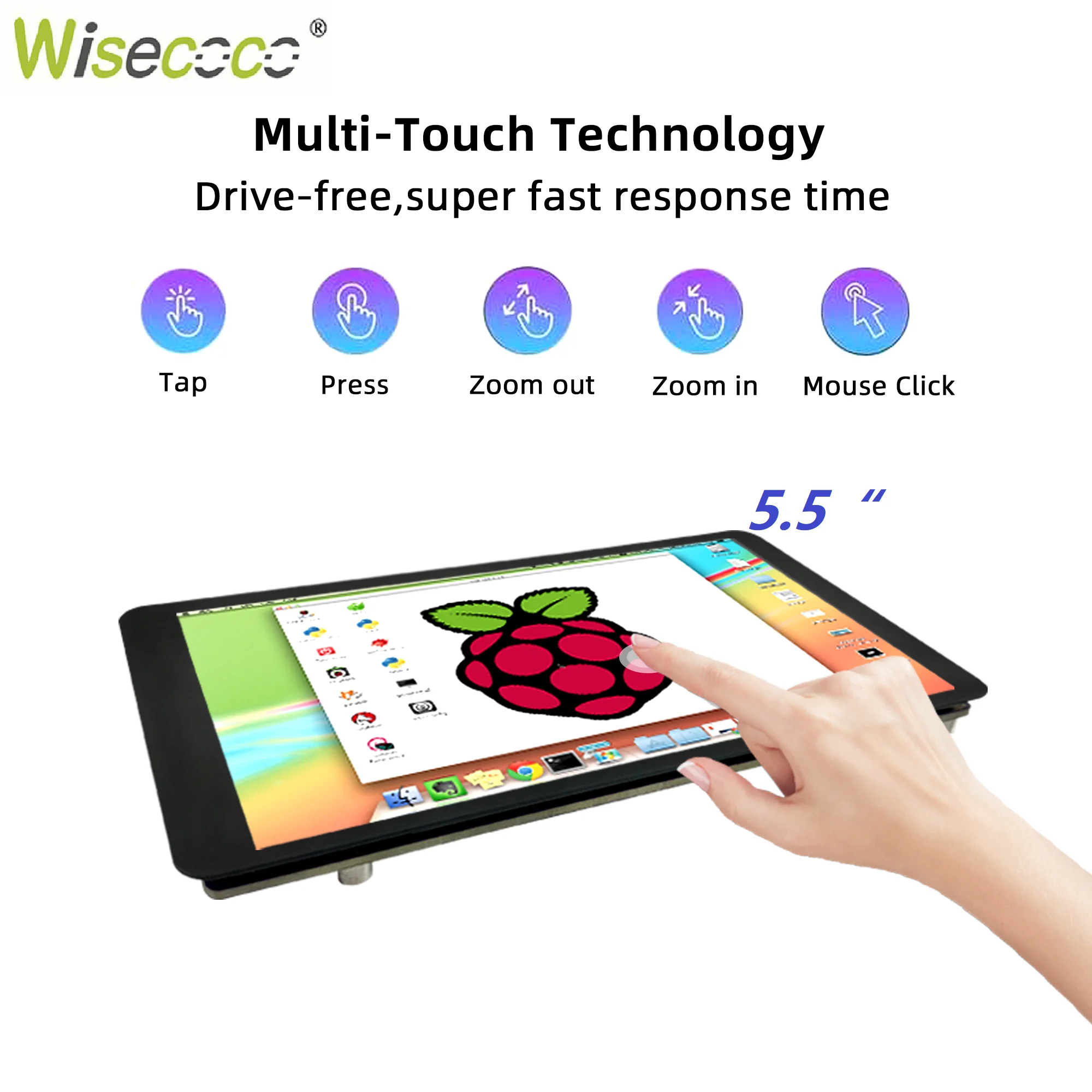 Wisecoco 5.5 Inch For Raspberry Pi Monitor 1920x1080 IPS Display TFT LCD Module Capacitive Touch Panel AIDA64 PC Second Screen