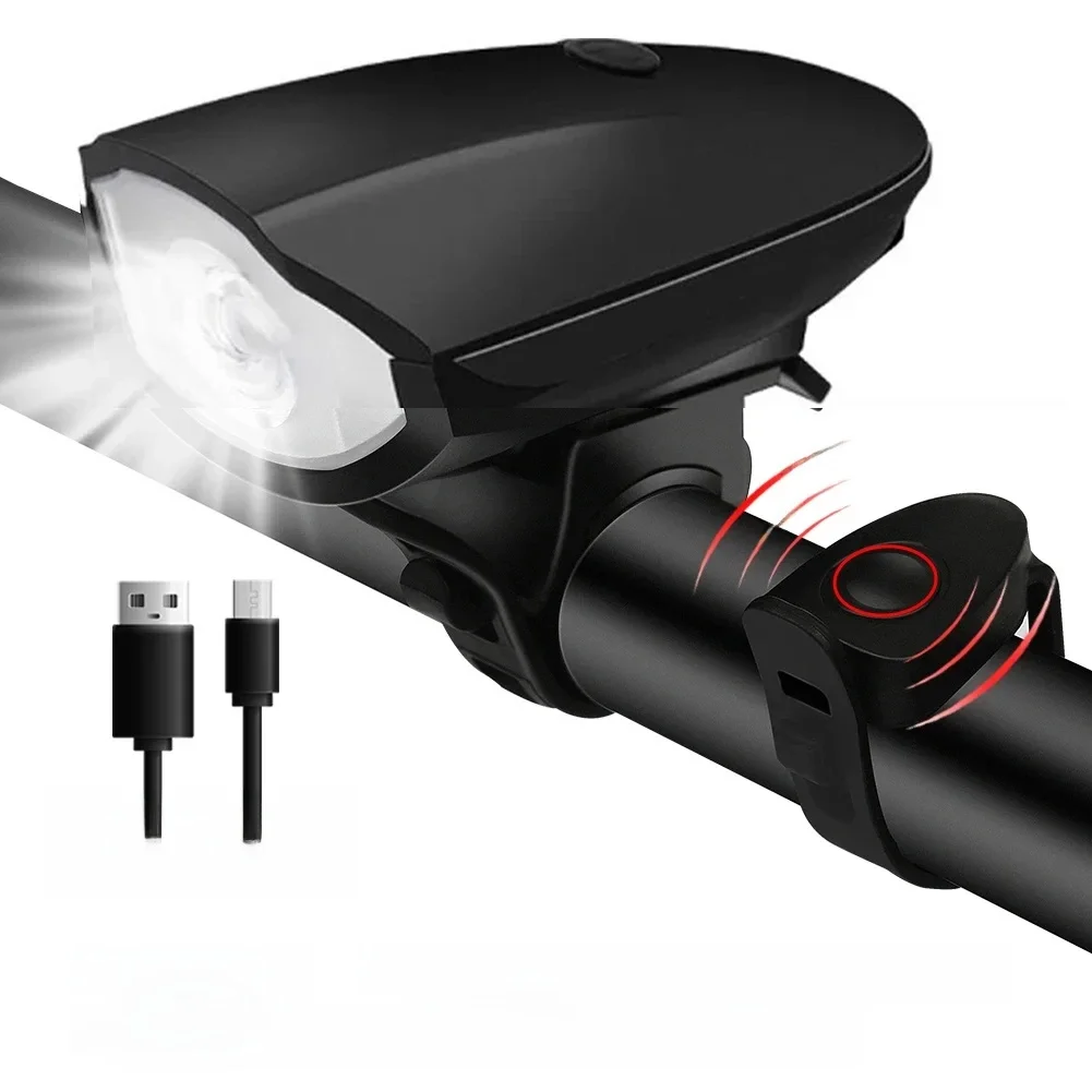AliExpress ESLNF Bicycle Front Light with Electric Loud Horn Waterproof Bike Headlight USB Rechargeable Cycling Flashlight Bike Accessories