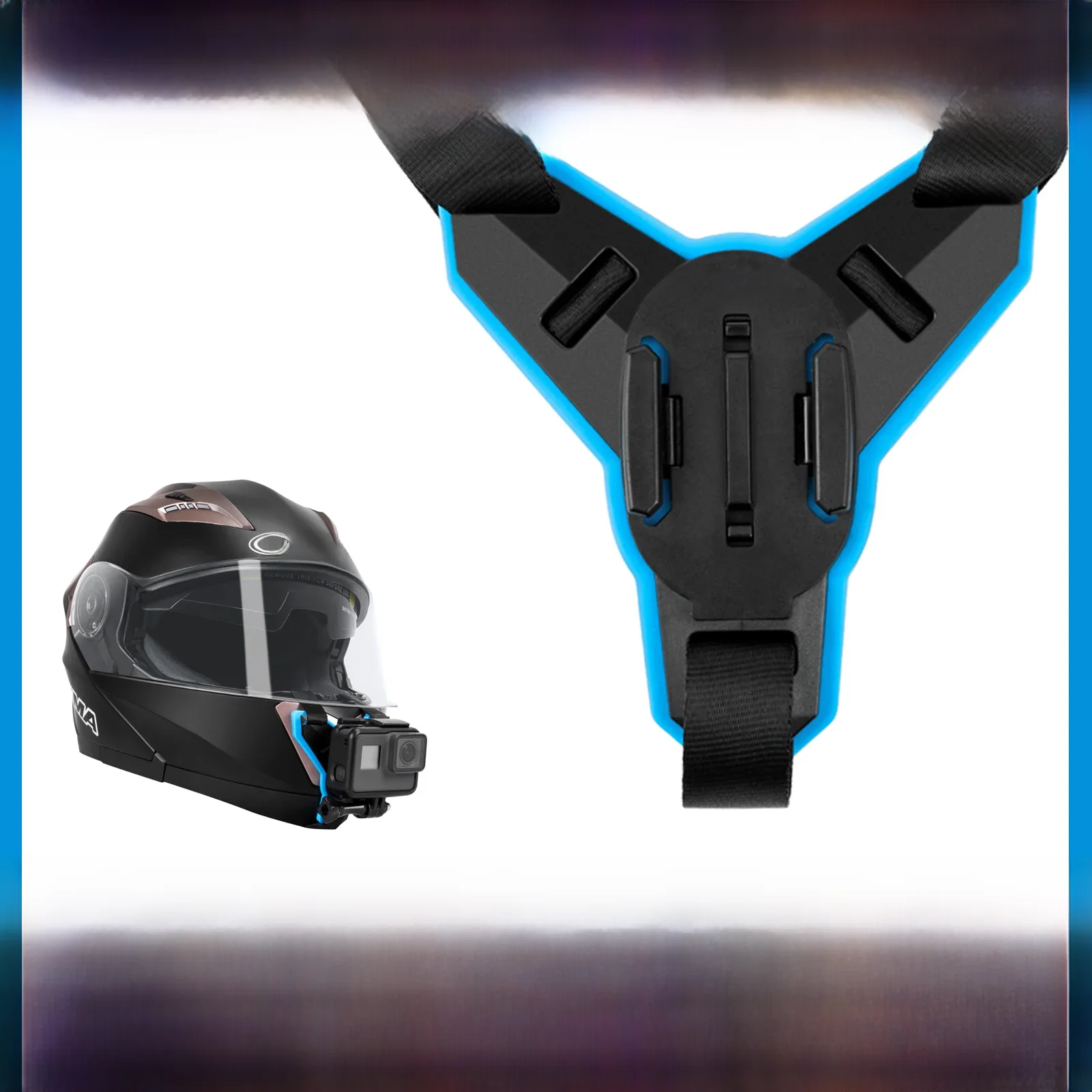 Alça de capacete da motocicleta telesin montar suporte de suporte de queixo dianteiro para gopro