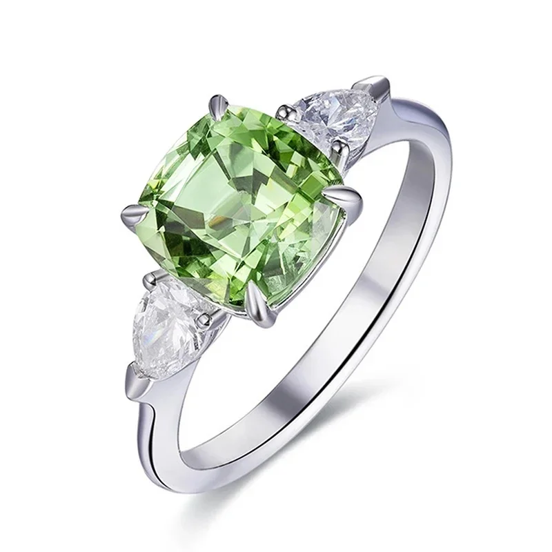 CAOSHI Fashion Wedding Band jasnozielona cyrkonia sześcienna palec serdeczny dla kobiet biżuteria w kolorze srebrnym na ceremonię zaręczynową — zdjęcie 2