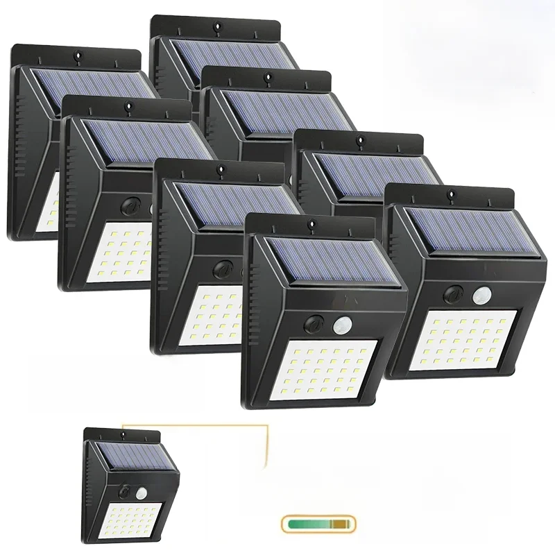 Ao ar livre 30 LED Solar Light, Lâmpada de parede, Sensor do corpo humano, 3 Mode, Impermeável,