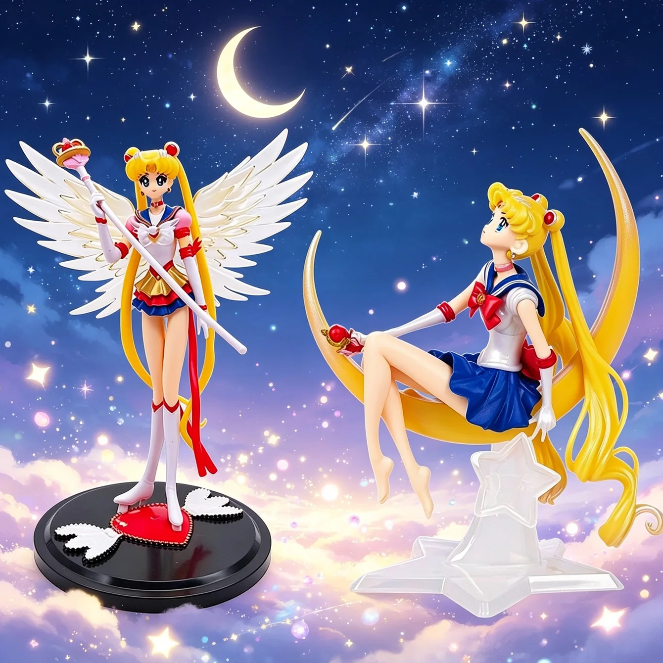 Sailor Moon Eternal Figure Set Winged Eternal Sailor Moon Crescent Moon Usagi Tsukino Statue Collectible Model Anime Decor Gift - view 3