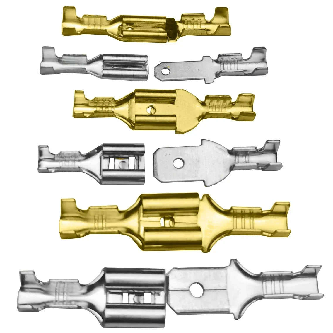 2.8/4.8/6.3mm zaciski zimne mosiężne cynowane wtyczki sprężyna żeńskie męskie Spade głośnik samochodowy zestaw złączy przewodów elektrycznych — zdjęcie 2