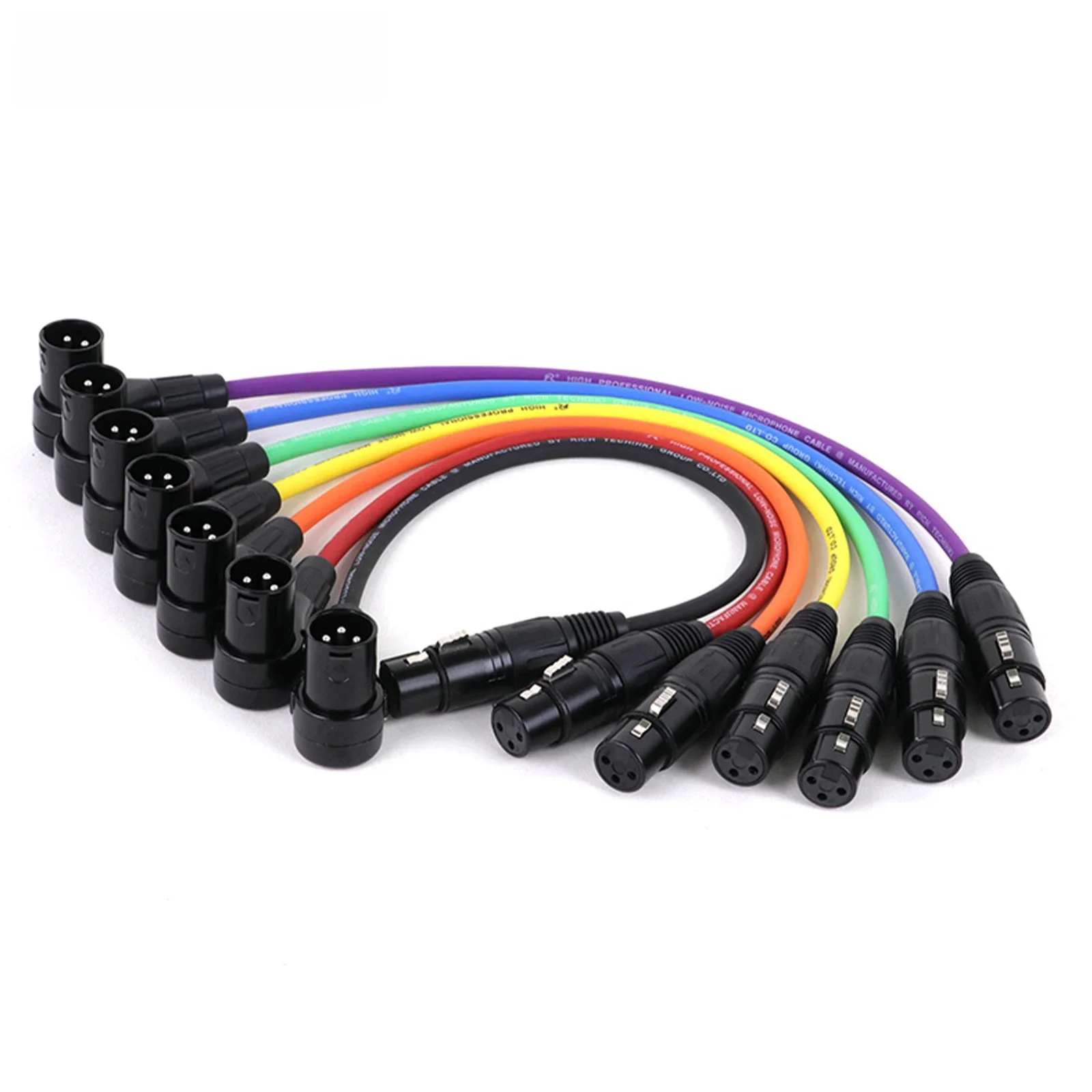 Kątowy kabel mikrofonowy XLR, 3PIN 90-stopniowy męski na prosty żeński zbalansowany kolorowy przewód 0,3M-15M 1 szt. — zdjęcie produktu 7