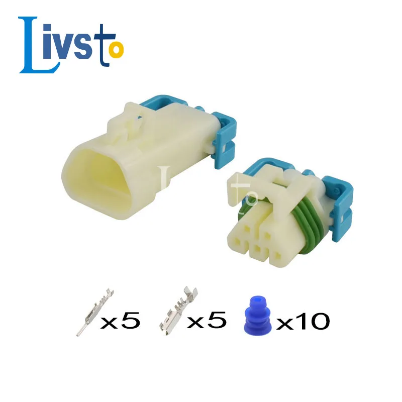 Delphi 5 Pin White Male Female Electric Wiring Plug Waterproof Auto Wire Harness Connector With 12146045 12103974