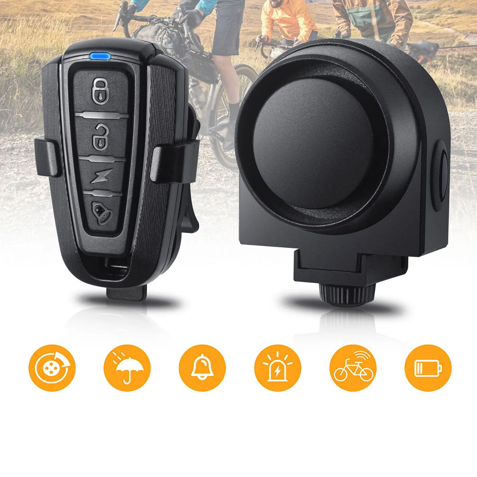 Alarm Getaran Sepeda Nirkabel USB Isi Ulang Sepeda Motor Remote Control Alarm Detektor Anti Maling Tahan Air Luar Ruangan