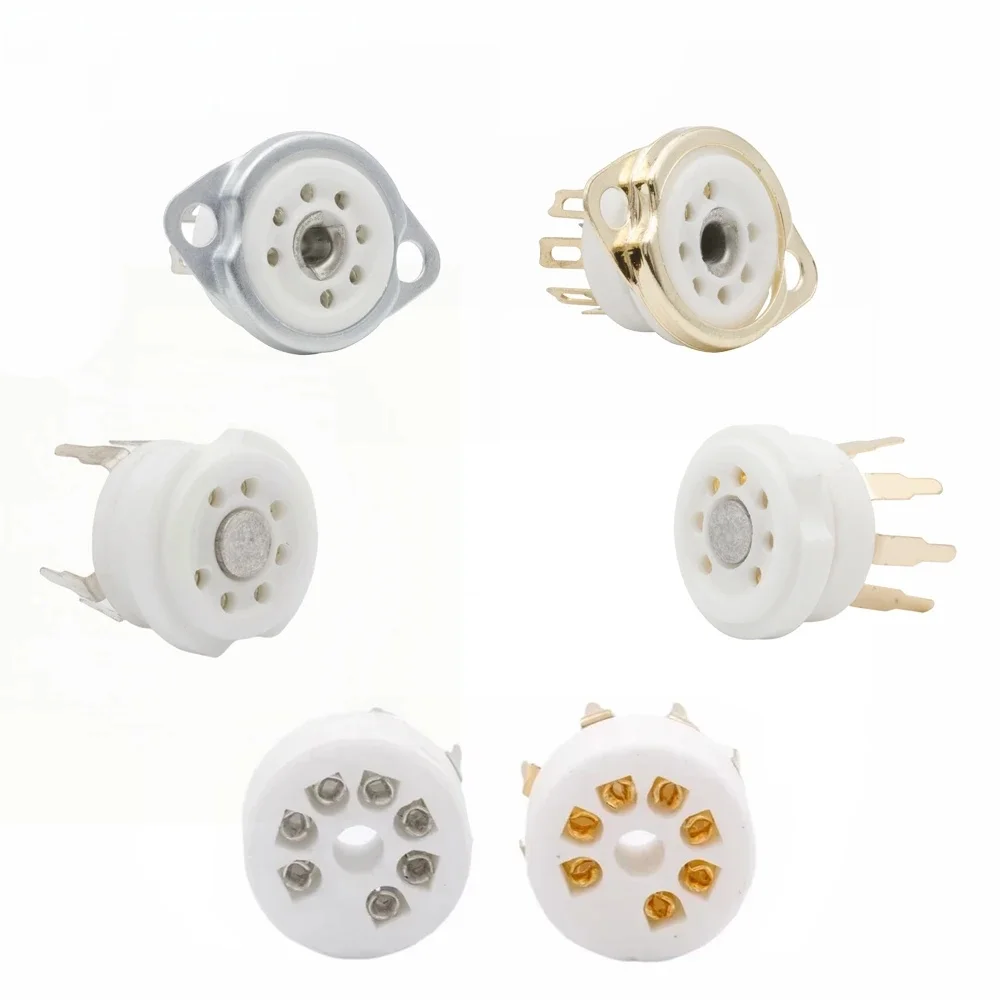 GD-PARTS 2 szt. Cynowane, pozłacane gniazdo ceramiczne 7-pinowe do montażu w obudowie, przeznaczone do lamp próżniowych EAA91 EC92 6Z4, do starych wzmacniaczy DIY — zdjęcie produktu 7