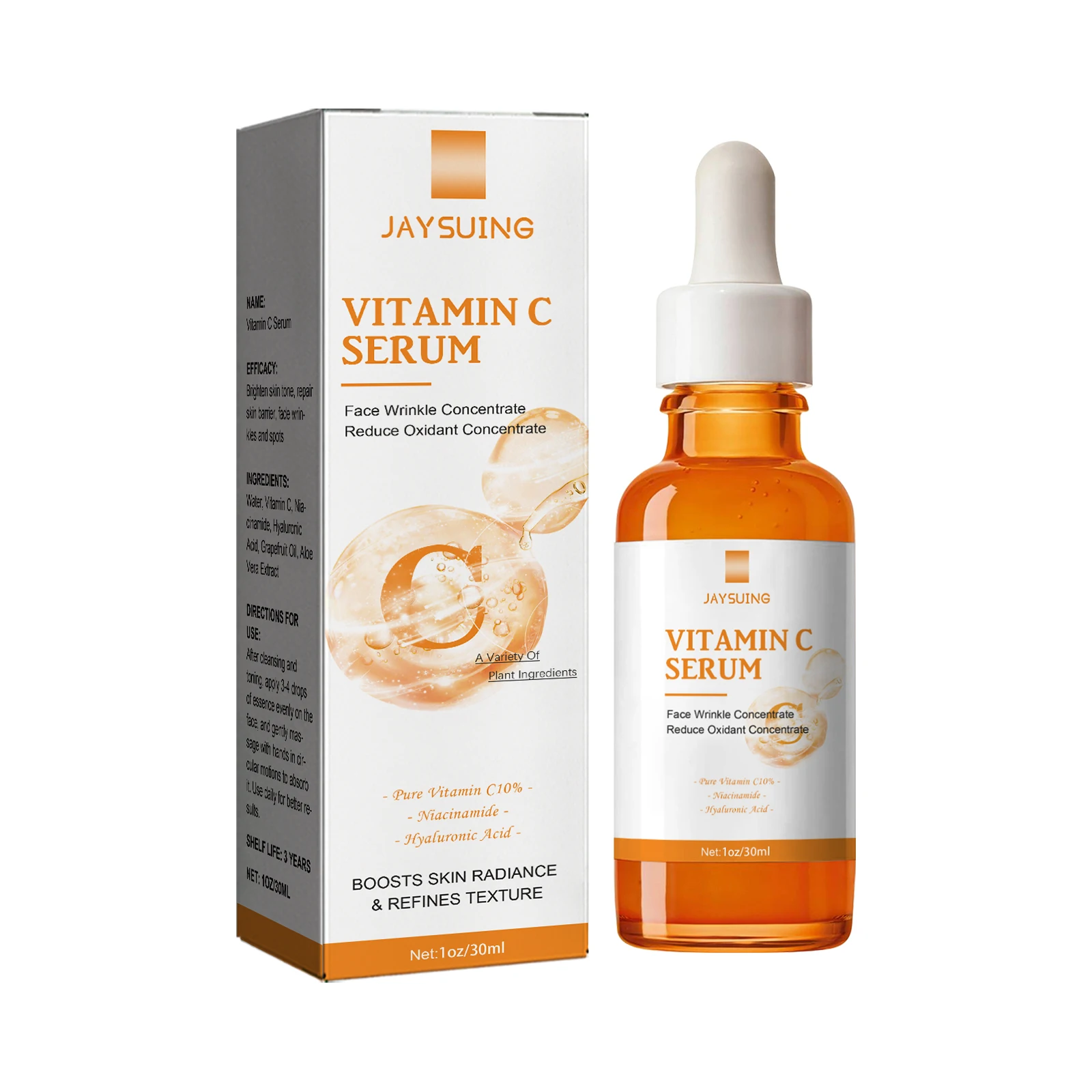 Vitamin C Facial Serum Moisturizing Skin Firming Shrinking Pores Oil Control Hyaluronic Acid Skincare Brightening Facial Essence