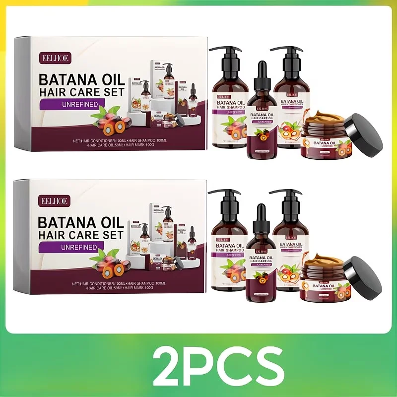 

2Pcs Batana Oil Hair Care Set, Shampoo Conditioner Hair Mask Essence for Fuller Thicker Hair