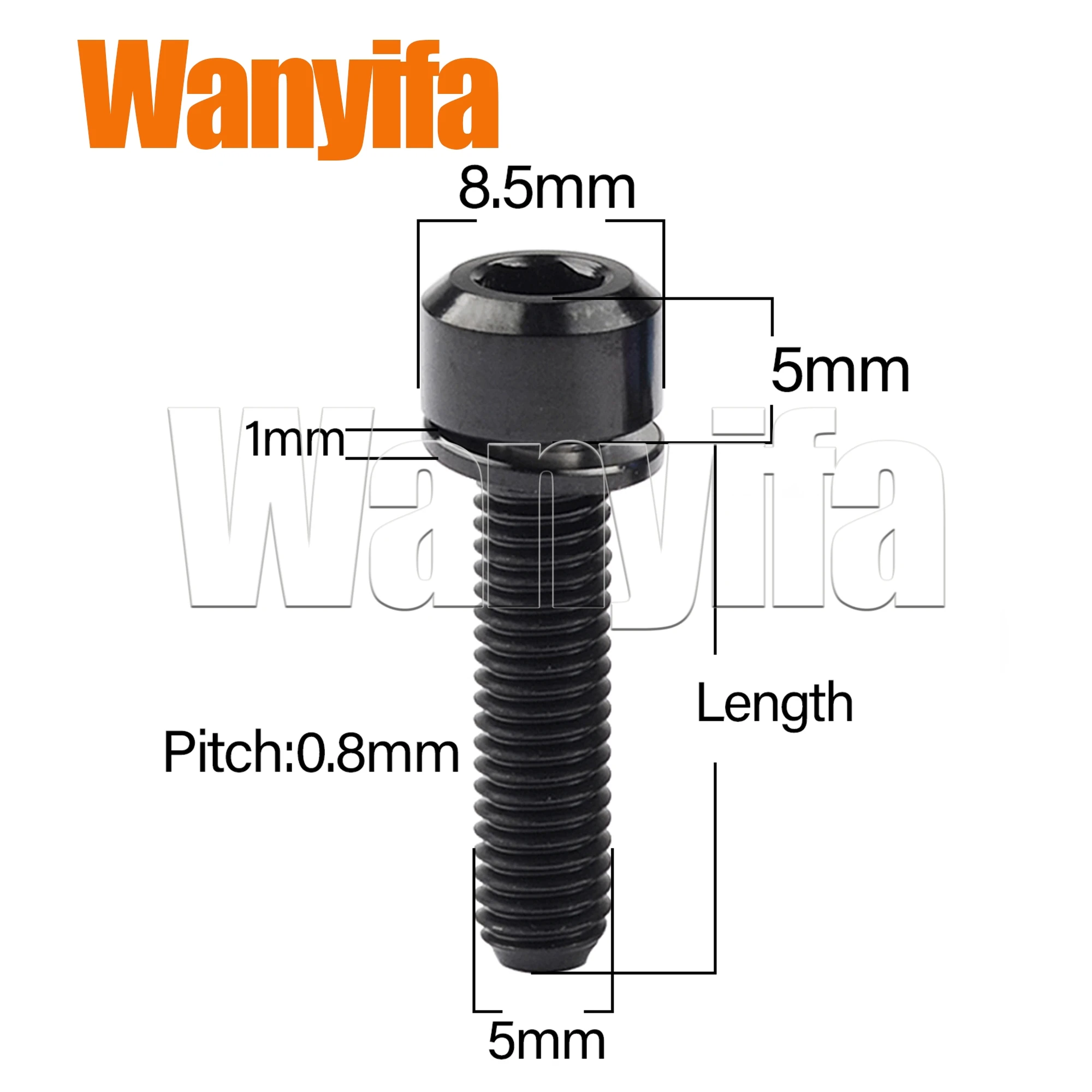 Wanyifa Bike Handlebar Bolt M5x16/18/20mm Cylindrical Head Screw with Gasket for Bicycle Stem 6Pcs