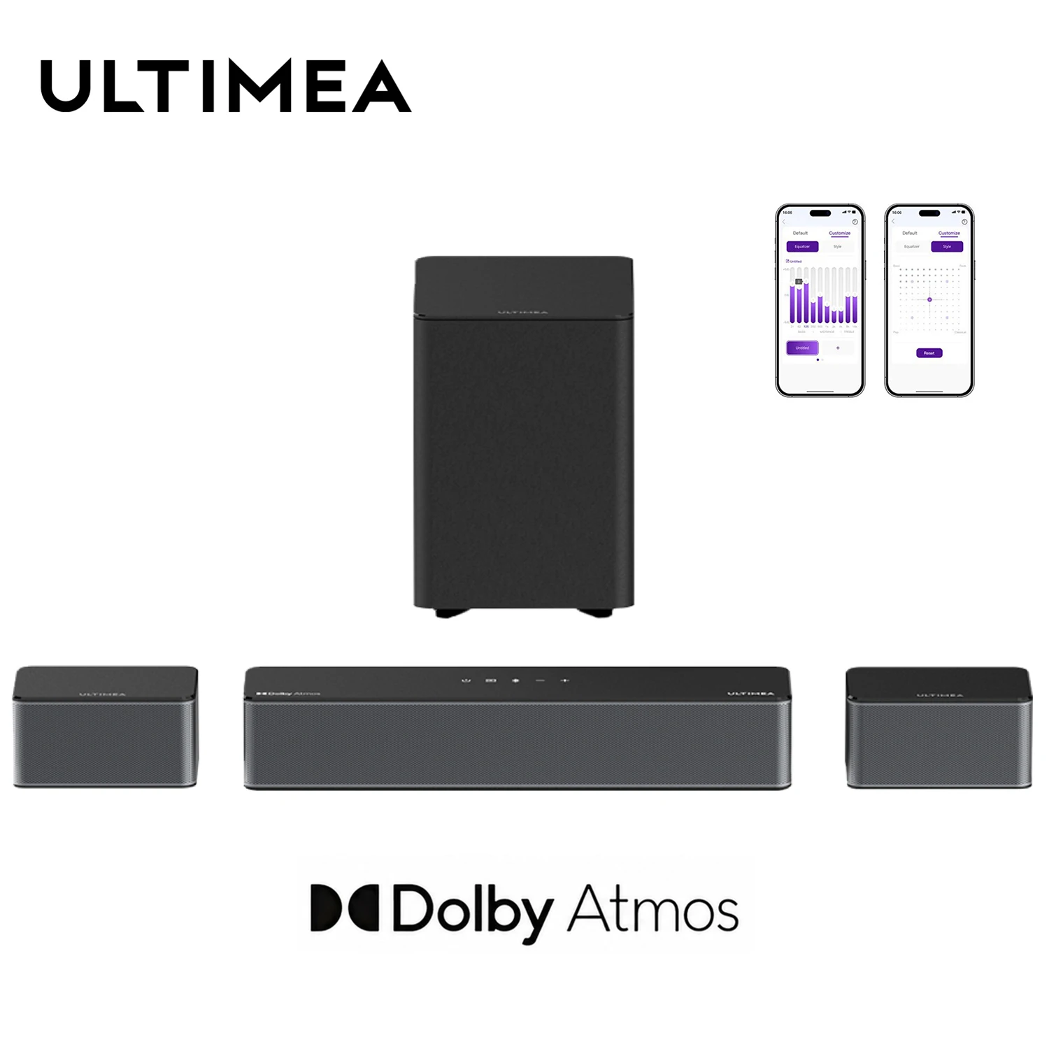 ULTIMEA 5.1 Dolby Atmos Sound Bar 3D Surround Sound System for Home Theater 2 Surround Speakers&Wireless Subwoofer