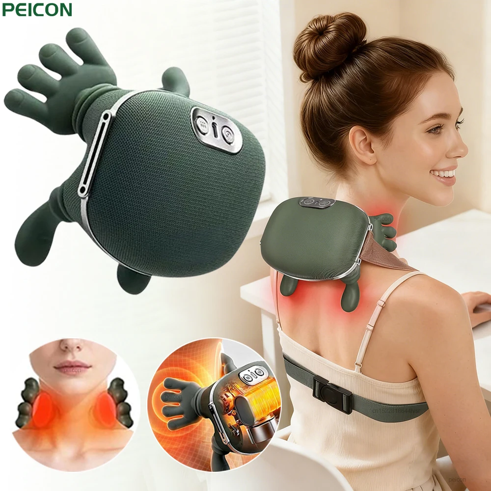 Image of Nackenmassagegerät, elektrisches Nacken- und Schultermassagegerät mit Heizfunktion, elektrisches Muskelmassagegerät zur Linderung von Nackenschmerzen.