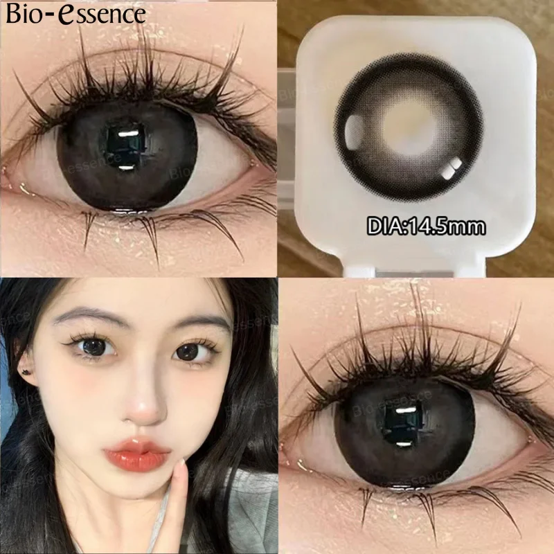 Bio-essence Colorcon 1 Pair Color Contact Lenses with Degree Myopia Lenses Grey Lenses Cosmetics Contact Lens Fast Delivery