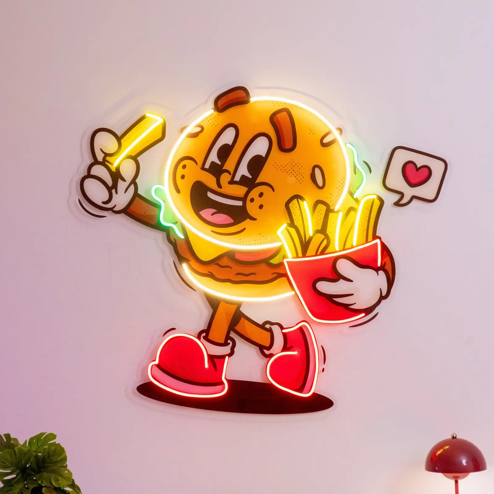 

Burger Cute Neon Sign Business Shop Restaurant Wall Art Decor UV Print Pop Art Room Decor Kids Birthday Gift