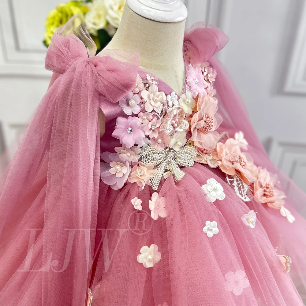 Robe de princesse Lolita à fleurs et perles pour filles, tenue moelleuse avec ailes de papillon, Costume de spectacle pour fête d'anniversaire et de carnaval, nouvelle collection 2025