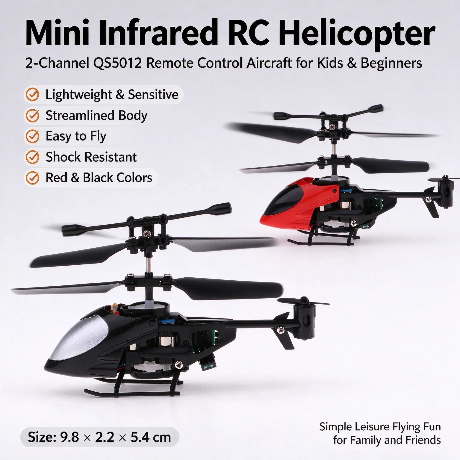 2 Channel Mini Alloy Micro Helicopter Toys Mini Infrared RC Cuspidal Aircraft with Model Airplane Propeller for Kids and Friends