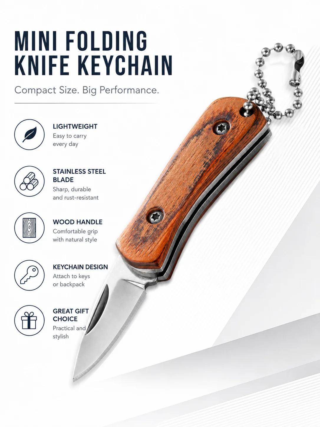 Mini Folding Pocket Knife Keychain Portable Stainless Steel Utility Cutter Compact EDC Tool for Camping Hiking Fruit Opening Box