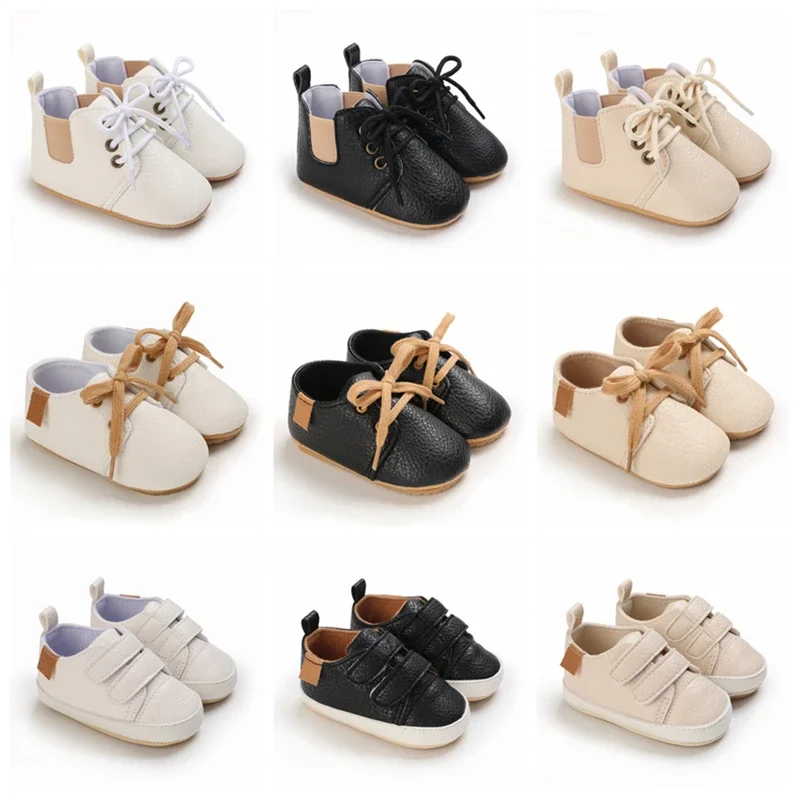 Chaussures rétro en cuir multicolores pour bébé, souliers pour enfant, nouveau-né, garçon, fille, semelle en caoutchouc, anti-alde, premiers pas, mocassins
