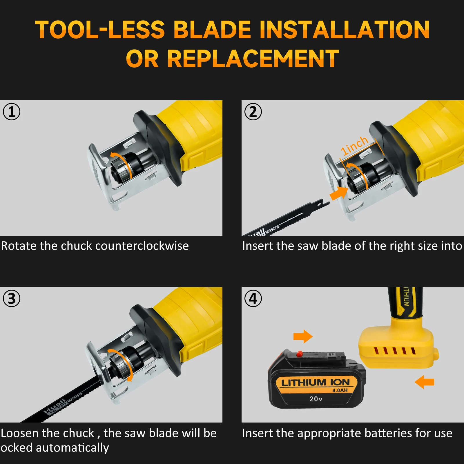 Cordless Reciprocating Saw For Dewalt 20V Battery 3000SPM Variable Speed Saber Saw Wood Metal PVC Pipe Cutting (No Battery)