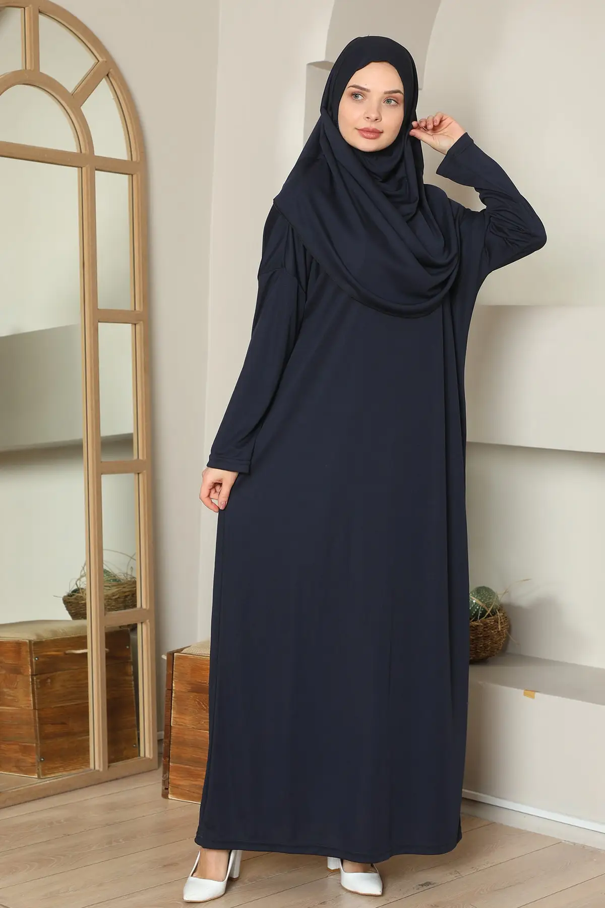 Vestido de oración de una pieza para mujer, Hijab con capucha Abaya, ropa musulmana, conjunto de falda de noche, bata islámica, turbante Eid de