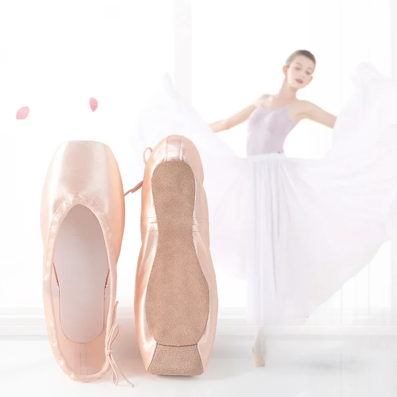Professionelle Ballett Pointe Schuhe Mit Echtem Leder Sohle Frauen Satin Ballett Schuhe Mit Bändern