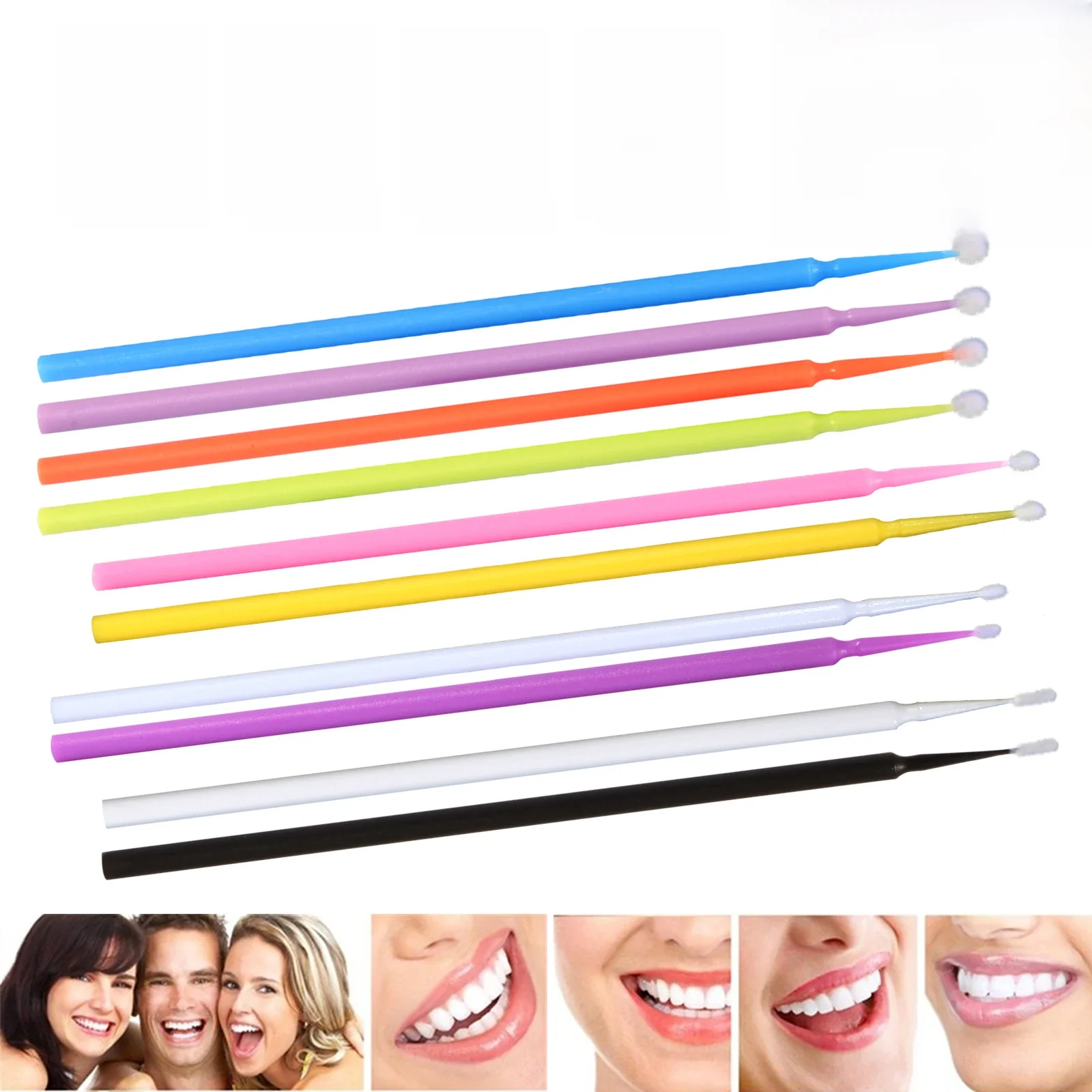 Micro applicateur dentaire jetable, brosse régulière fine et ultrafine, beauté dentaire S/M/L/Mini colorée, 100/paquet