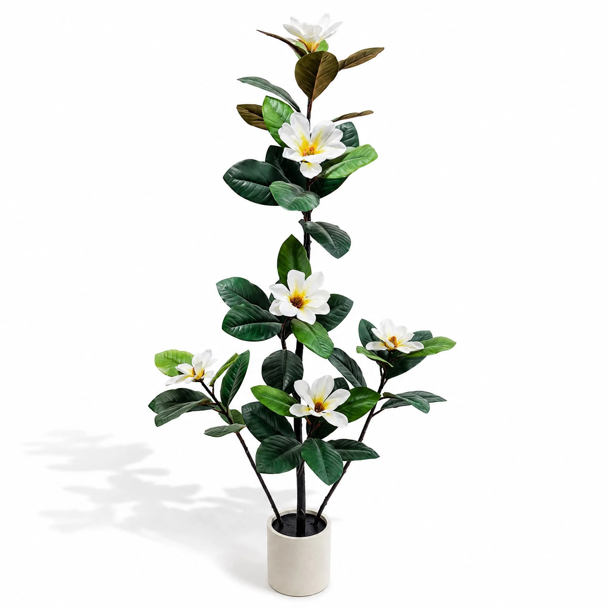 Albero di magnolia artificiale HiMISS, altezza 150 cm/180 cm, con fiori bianchi, albero di magnolia finto con vaso in PP, piante artificiali alte per decorare soggiorno, camera da letto, ingresso e la