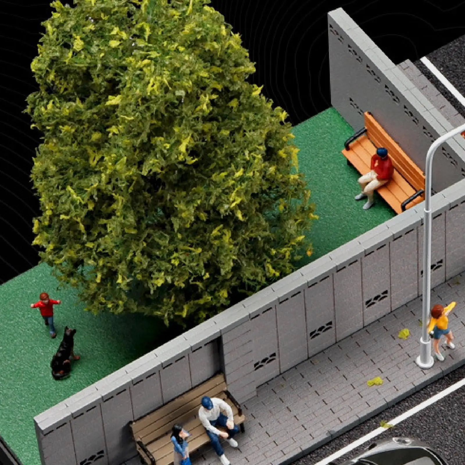 Modello di scena in miniatura in scala 1/64 con lampione regalo Scena di angolo di strada Modello di simulazione Puntelli per foto Decorazione ornamentale