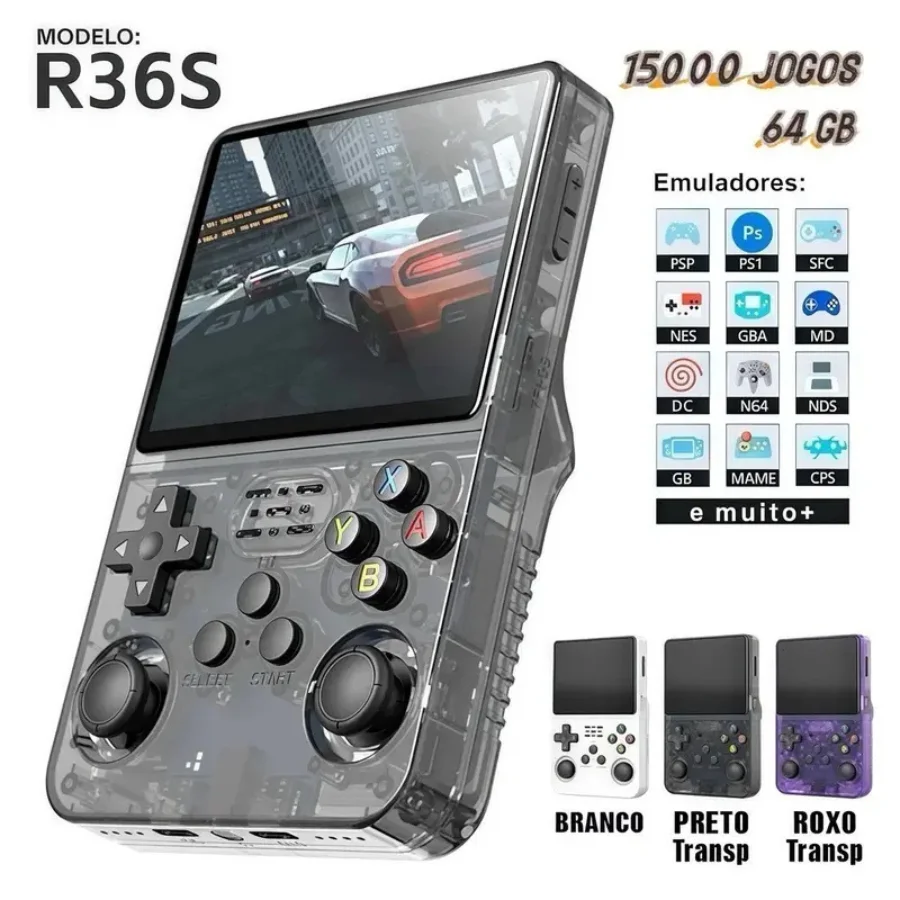 R36S + 15.000 juegos Consola portátil Videojuego 64G Linux IPS Pantalla 3,5 pulgadas