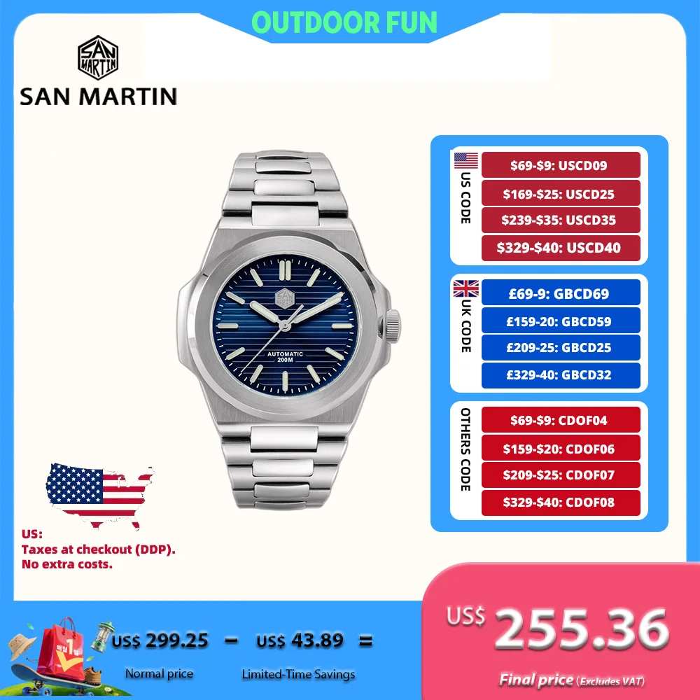 

San Martin 42 мм PT5000 SW200 Дайверские часы с циферблатом Sunray для мужчин Ретро Роскошные сапфировые 20 бар Водонепроницаемые BGW-9 Светящиеся SN0076