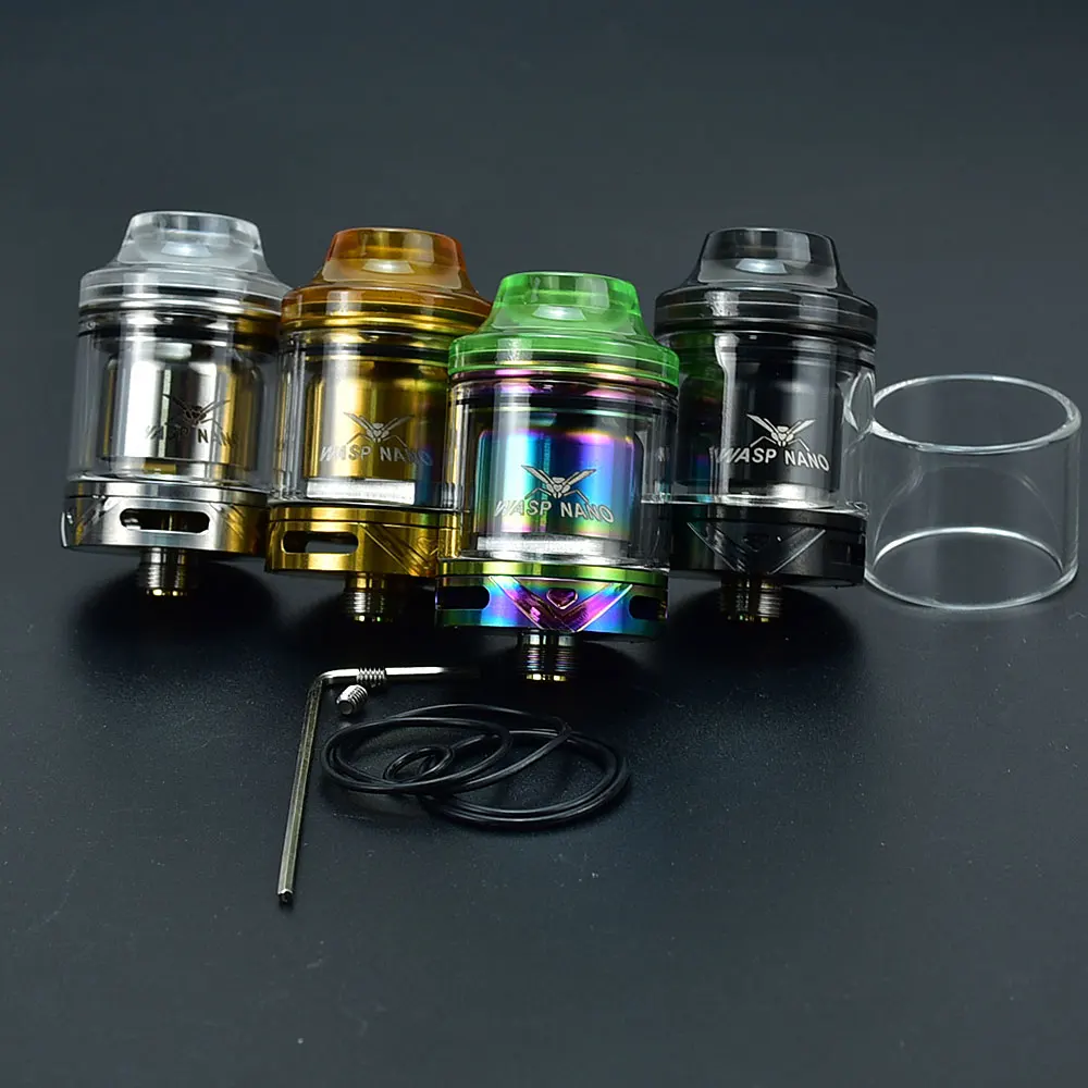 Wasp Nano RTA Atomizer, TopFilling 2ml Tanque, 23mm MTL Bobina Tanque de Algodão, RTA RTA Tanque, Kayfun X, 23mm