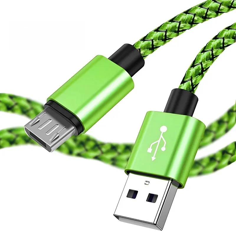 Kabel Micro USB do synchronizacji danych 2A w nylonowym oplocie do szybkiego ładowania 1M 2M 3M do Samsung Huawei HTC Android Phone USB Micro — 2
