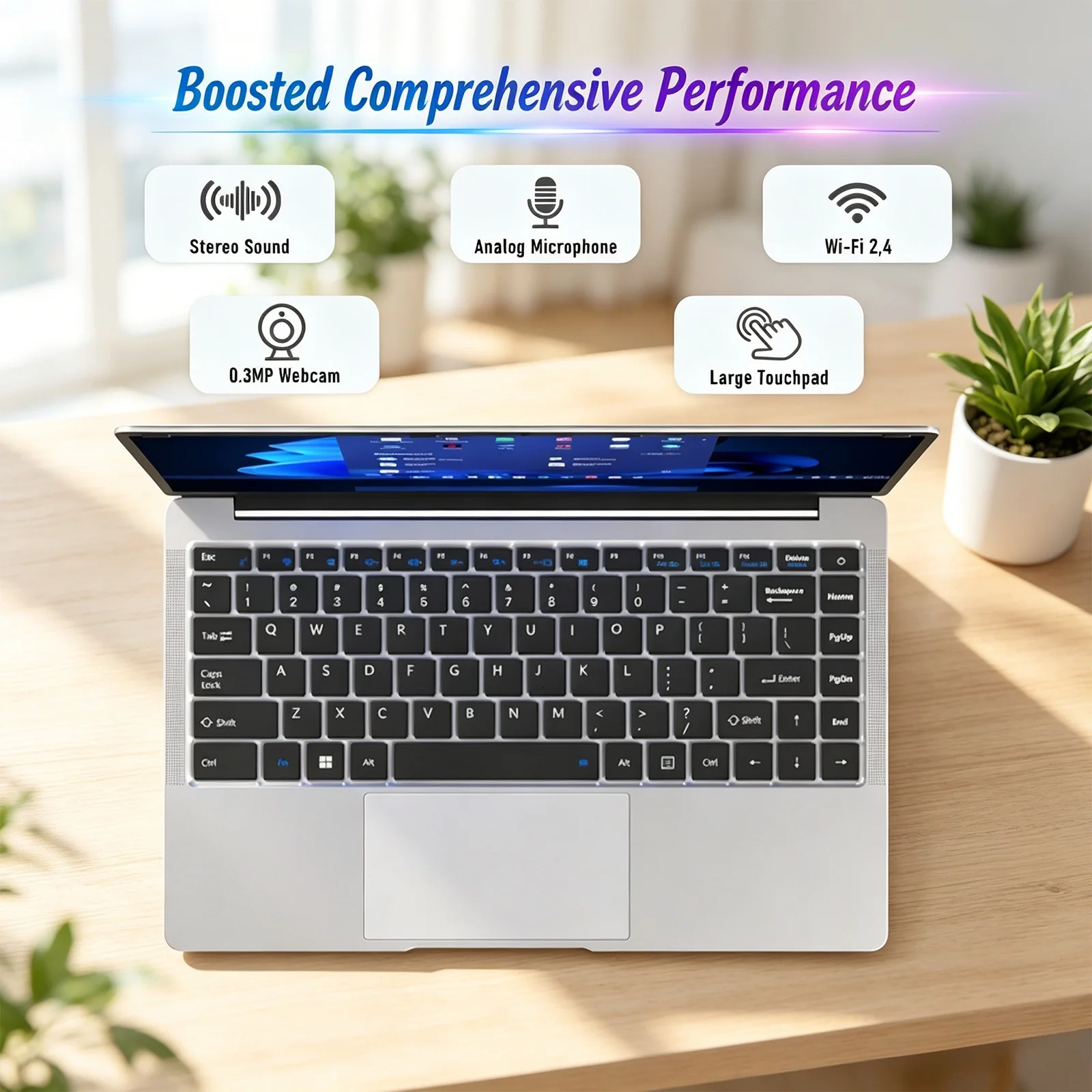 Brand New 14.1 Inch Laptop Intel Celeron N3450 8GB RAM 128GB SSD FHD 1920x1080 Notebook Windows 10 Pro WiFi Dual Band Bluetooth 5.2 Lightweight Portable Computer for Student Office Business Home France Stock Multi Language System Laptop Duty Free Shop