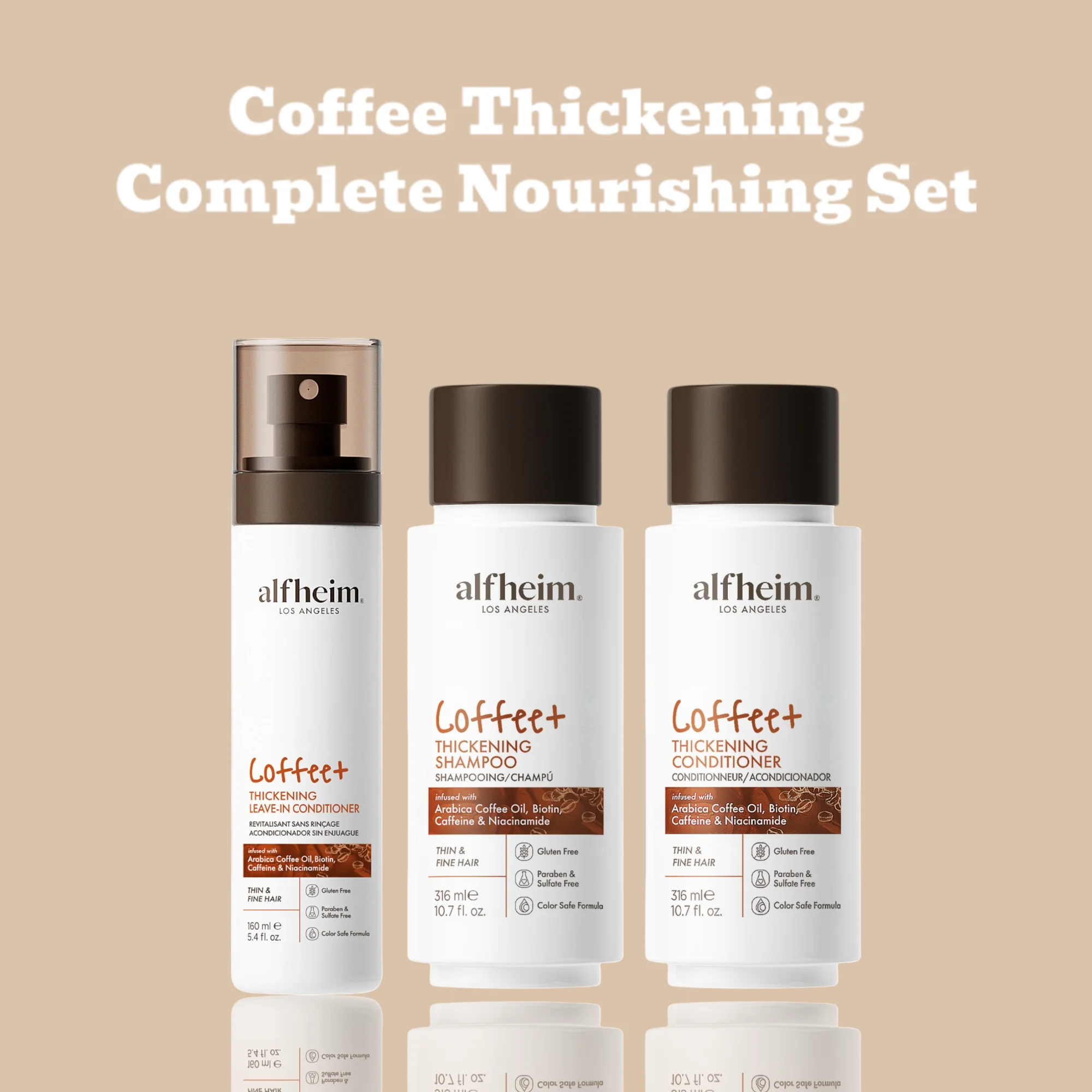 Coffee+ Thickening Shampoo Conditioner Leave-In Spray Set