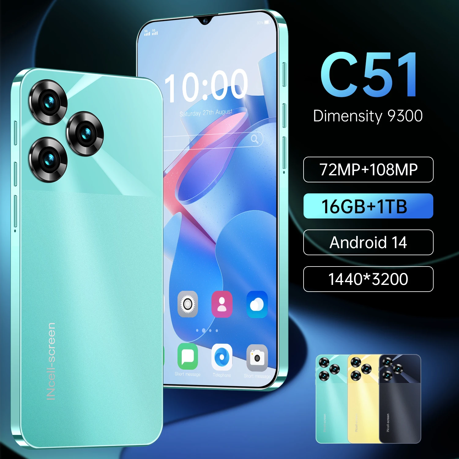 2024 New C51 Smartphone 6.8 inch Full Screen 4G/5G Cell Phone 16TB+1TB 6800mAh Mobile Phones 108MP Global Version Celulares