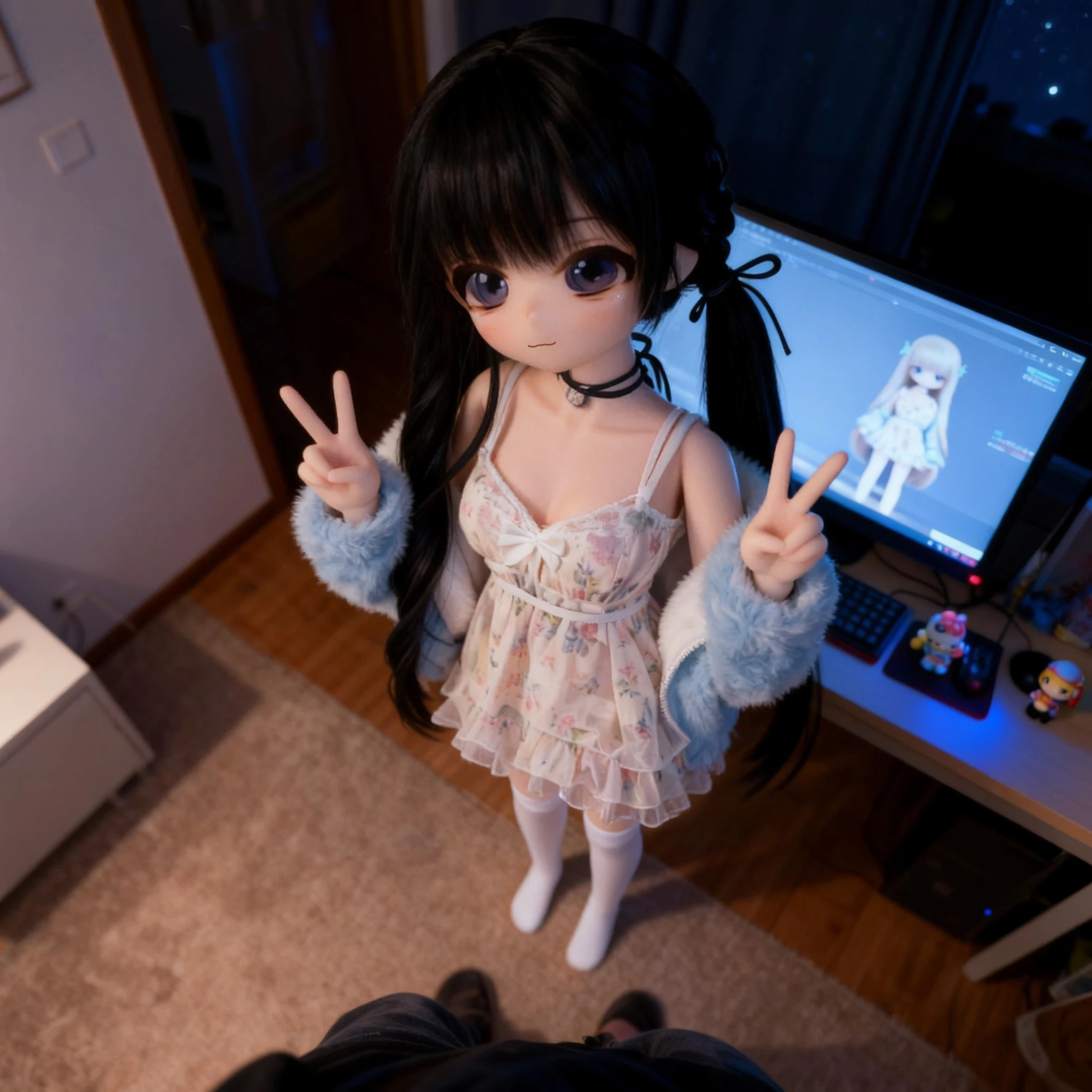 Anime doll, Soft material, with flexible joint positioning, customizable hair color, replaceable, and insertable (no clothes)