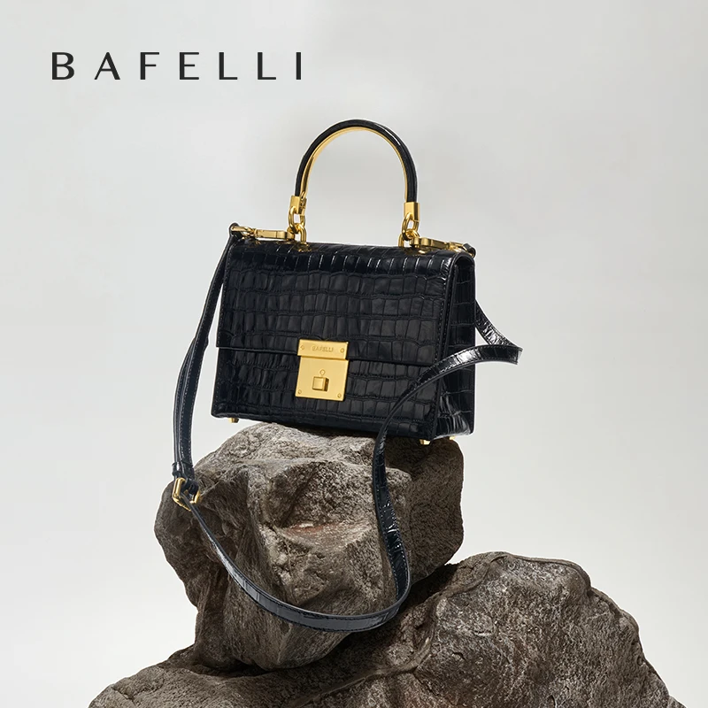 BAFELLI PURSE 2024 LUXURY BAG CROCODILE GRAIN LEATHER EVENING HANDBAG FASHION BUSINESS HANDLE CASUAL WOMEN FEMALE CROSSBODY