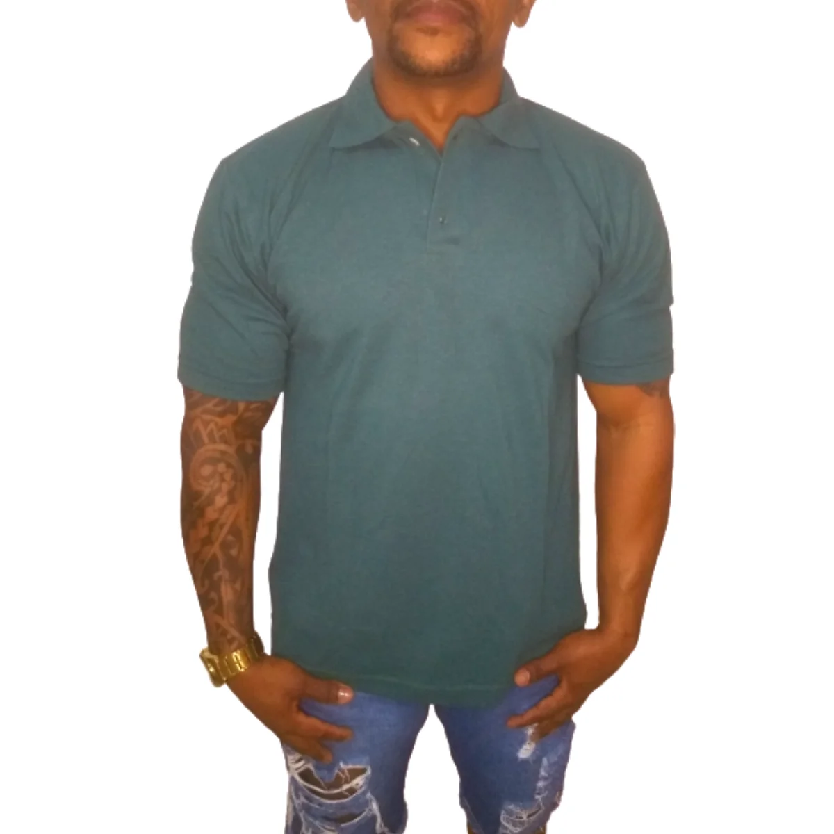 Camisa de Gola Polo Masculina Verde Elastano Premium Sem Bolso Algodão Original Lisa Básica