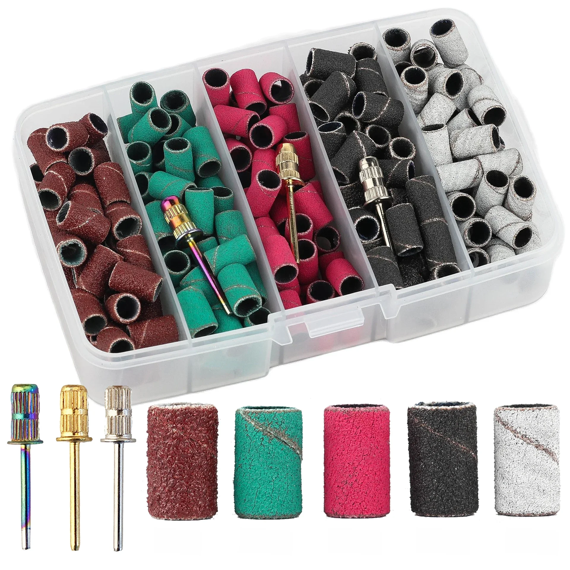 Anéis de lixa de unhas 80/120/180/240 Grit Broca eléctrica para manicura Cabeças de esmerilagem