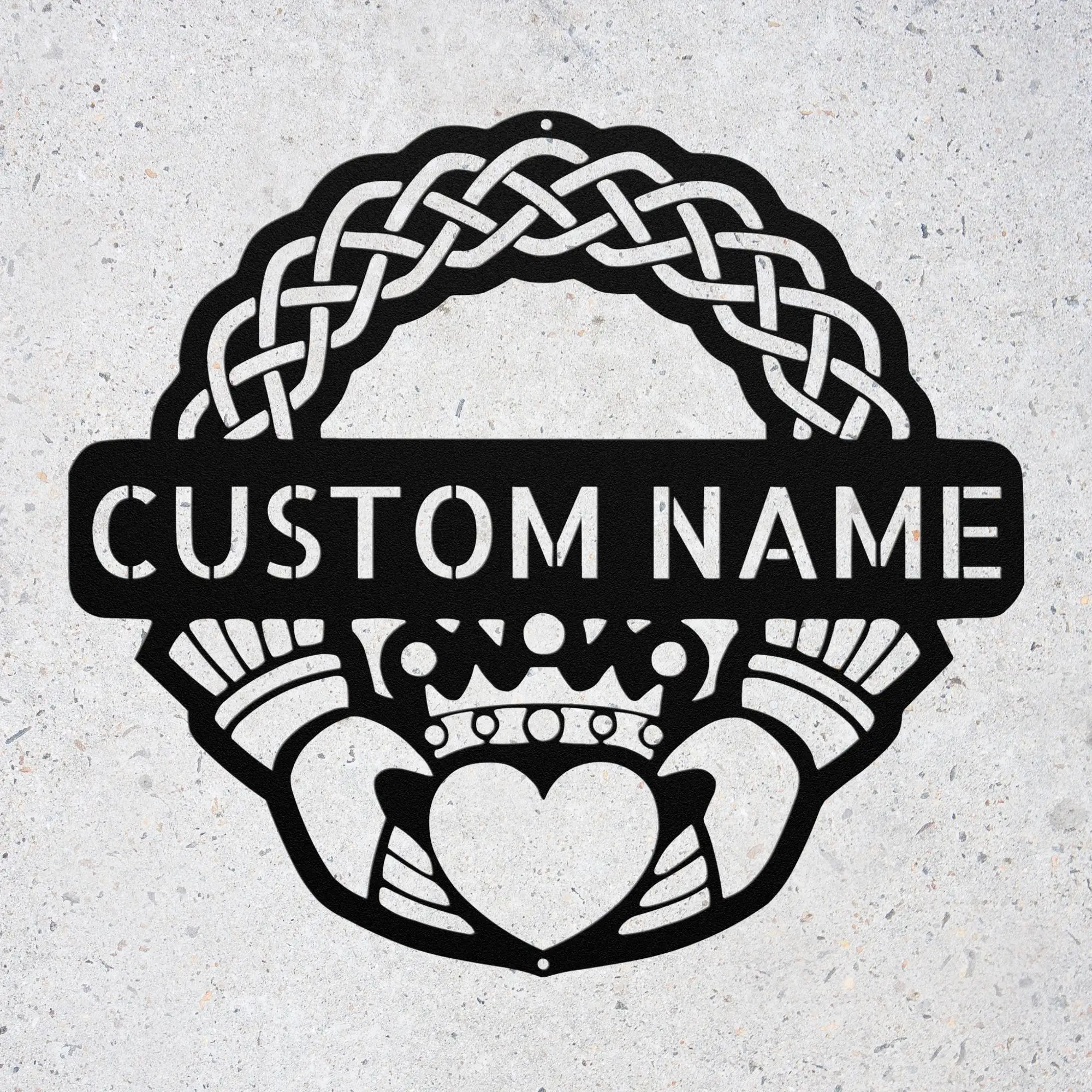 Custom Personalized Claddagh Crest Metal Art Sign: Custom Irish Wall Decor Wedding Anniversary Gift