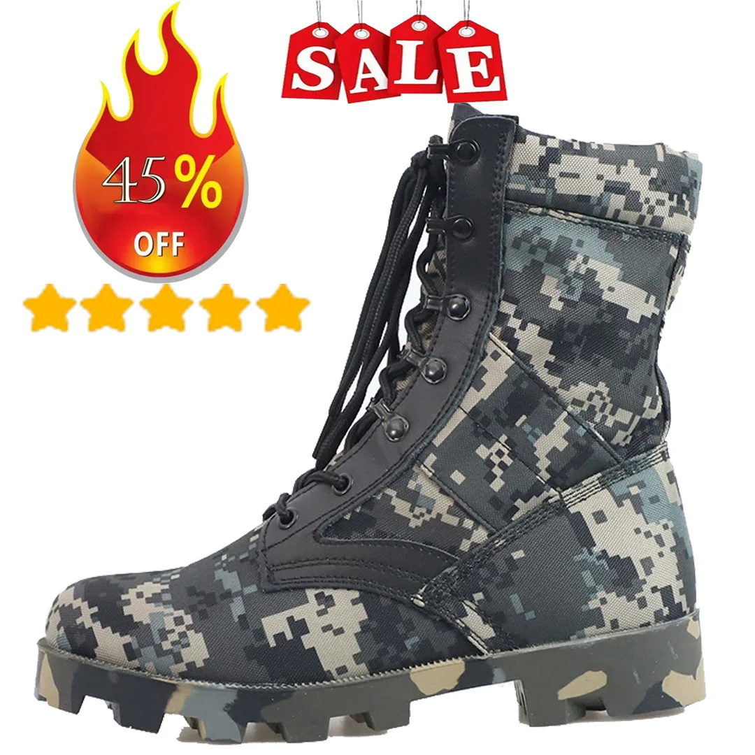 2023 New Hot Sale Camfloug Man Combat Boots Outdoor Hiking Desert Shoe Jungle Off-Road Training High Top Tactical Botas