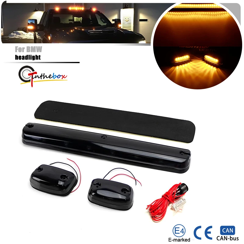

3PC Smoke Cab Roof Running Amber Side Clearance Dome LED Lights For Chevy Silverado G/M C Sierra 2007-2013